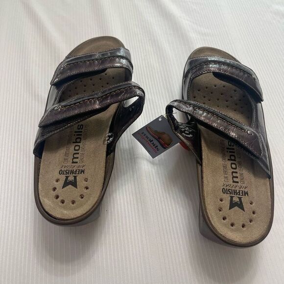 NWT Mephisto Mobils Patent Leather Sandals Size 40 US 10 New - Picture 3 of 7